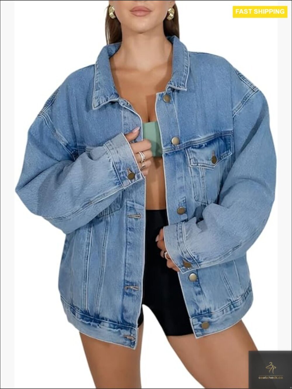 Oversized Boyfriend Denim Jacket Loose Fit Shacket Spring Trendy